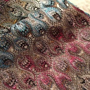 Versatile Multi-color  Crochet -look Shawl Poncho Lightweight Wrap